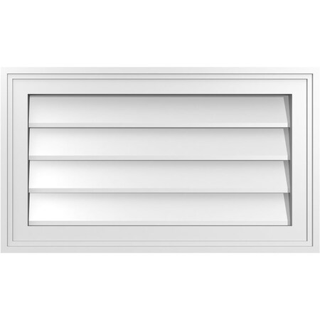 Ekena Millwork Vertical Surface Mount PVC Gable Vnt: Non-Functional, w/2"W x 1-1/2"H, Brickmould Frame, 24"W x 14"H GVPVE24X1402SN